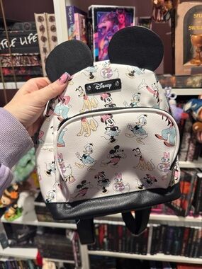 Disney Cream Mini Backpack with Black Ears and Multicolor Character Print